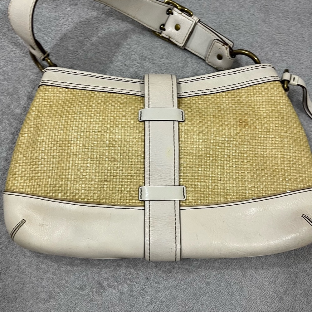 COACH Legacy M05k-105 Natural Straw Leather purse Shoulder bag Brass Read - Picture 7 of 13